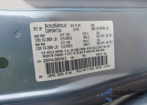 2006 Dodge Grand Caravan Sxt из США, поврежденный, VIN 2D8GP44L66R670013